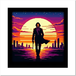 Pixel John Wick Sunset Ichi Posters and Art